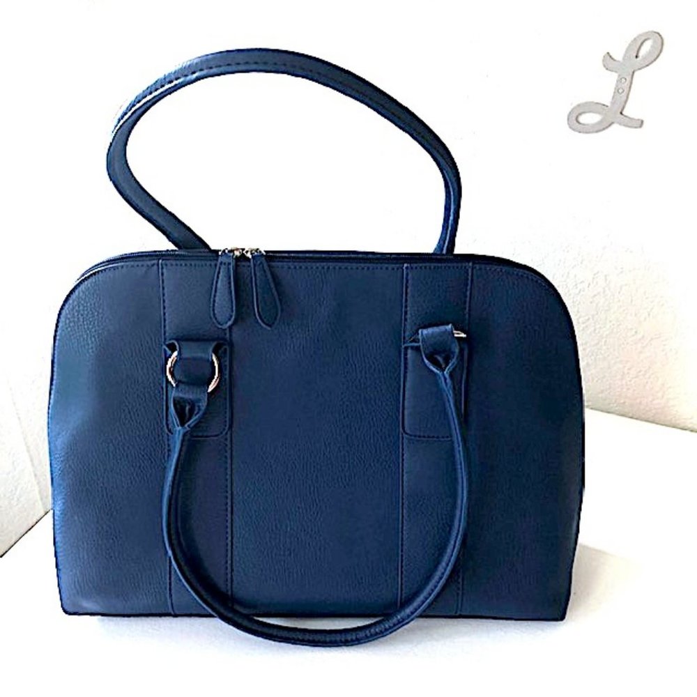 Large Dark Blue Faux Leather Purse